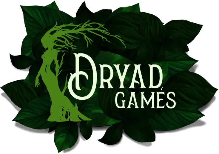 Dryad Games Logo on Leaf Background