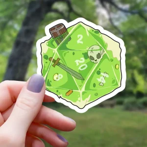 Gelatinous D20 Polyhedral Dice Monster Sticker - 3