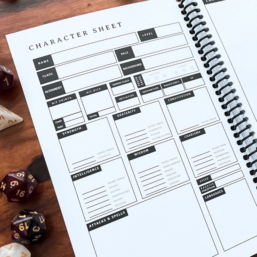 5e Player Campaign Journal For Dungeons and Dragons