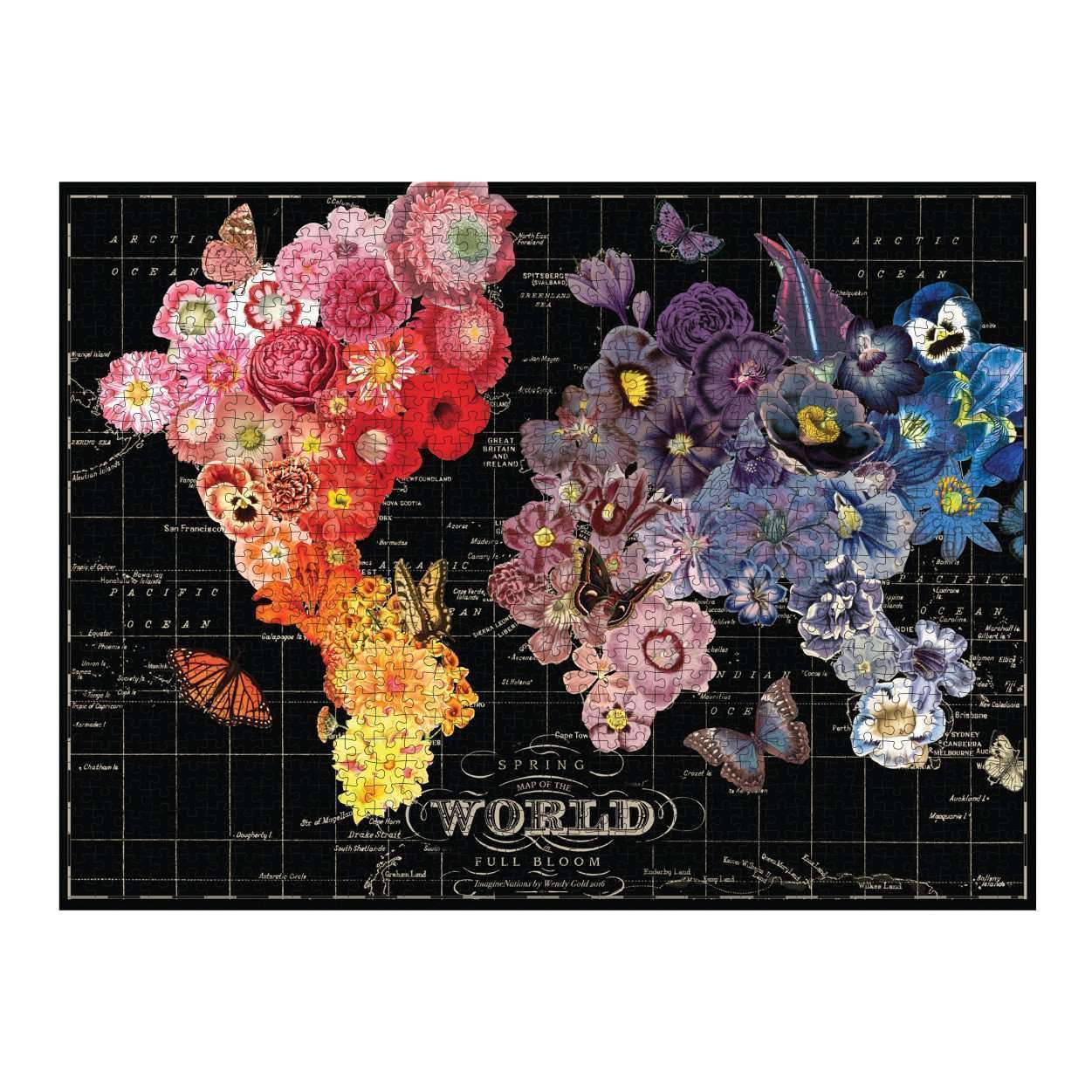 Full Bloom Map of the World Puzzle sq