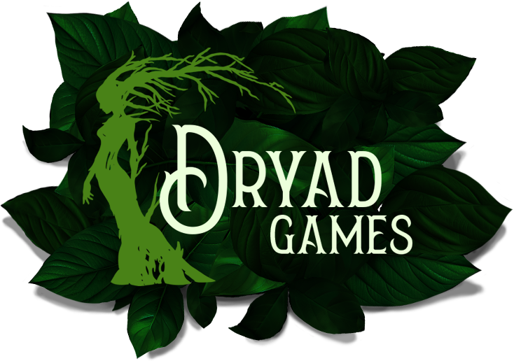 Dryad Games Logo with Leaves around it